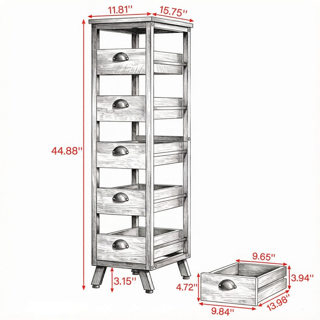 Multi-Drawer Kitchen and Living Room Storage Rack