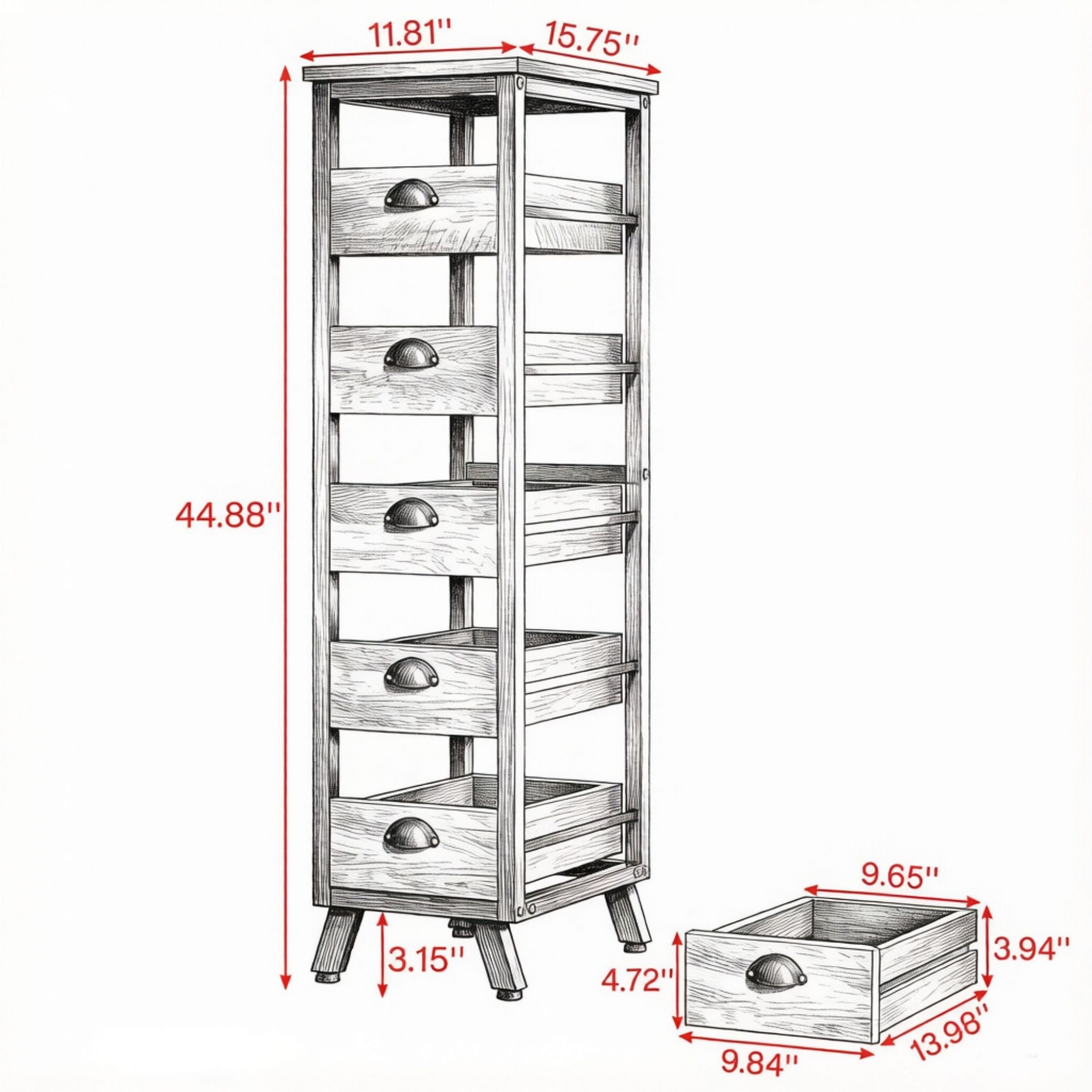 Multi-Drawer Kitchen and Living Room Storage Rack