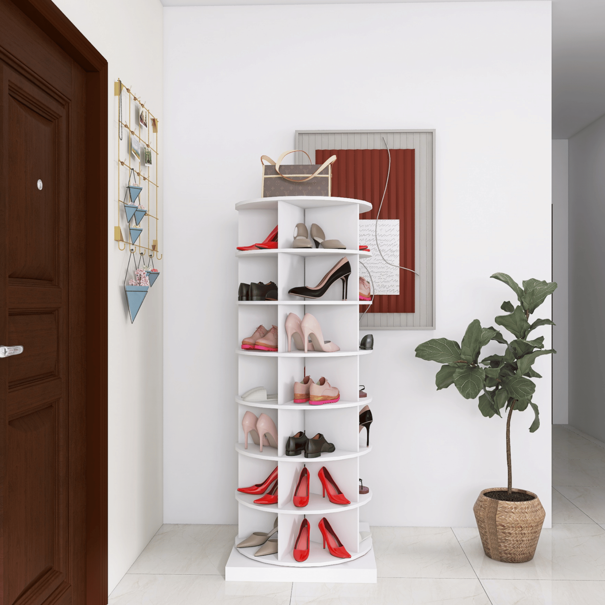 Storage Rotating Shoe Rack 360 Original Rotating Shoe Rack Tower Original 7-Tier Hold Over 35 Pairs