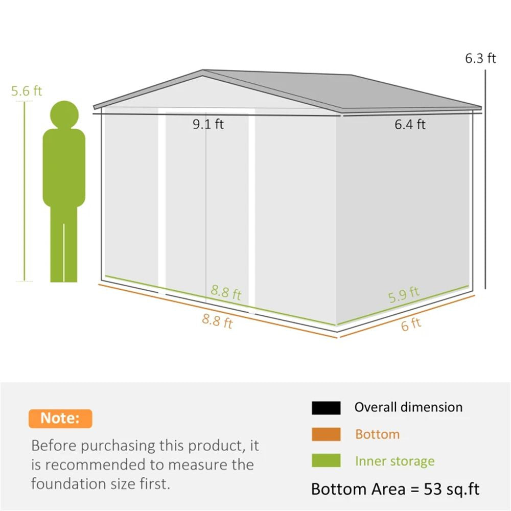 Light Gray Garden Shed with Sliding Doors