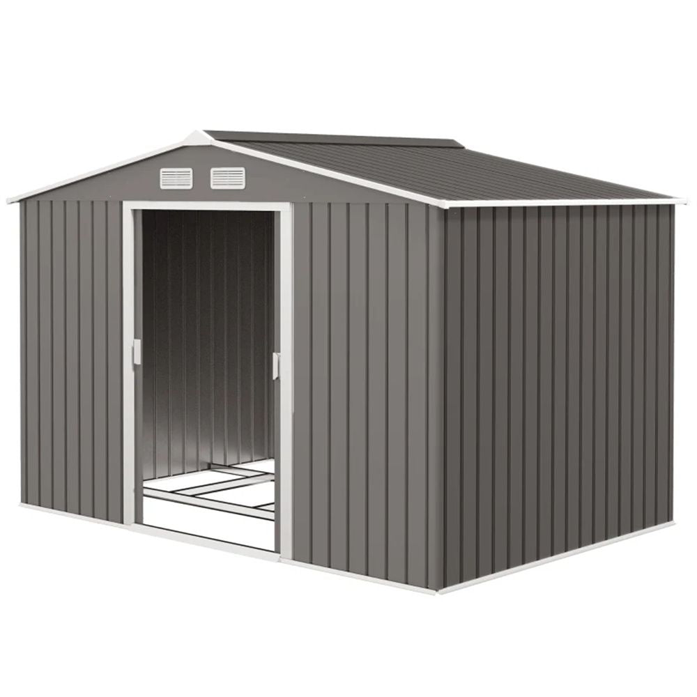 Light Gray Garden Shed with Sliding Doors