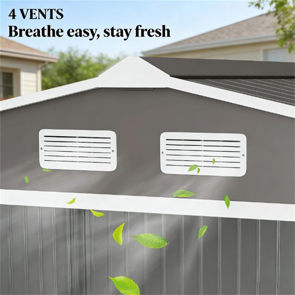 Light Gray Garden Shed with Sliding Doors