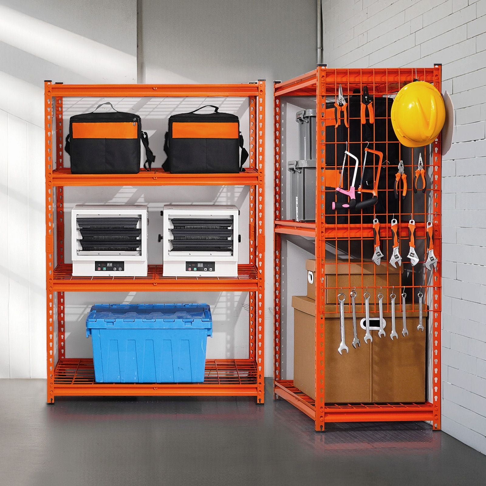 4-Tier practical Garage Storage Shelving Unit with Adjustable Shelves, Orange
