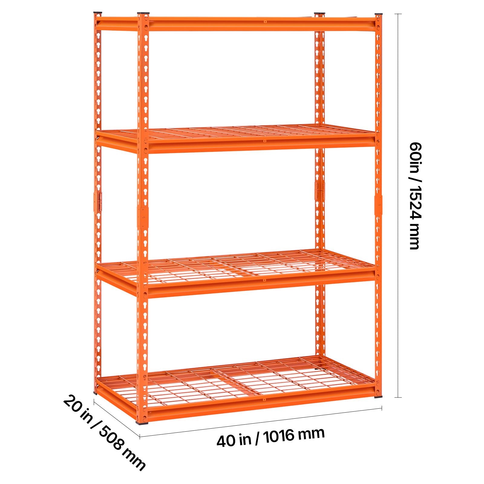 4-Tier practical Garage Storage Shelving Unit with Adjustable Shelves, Orange
