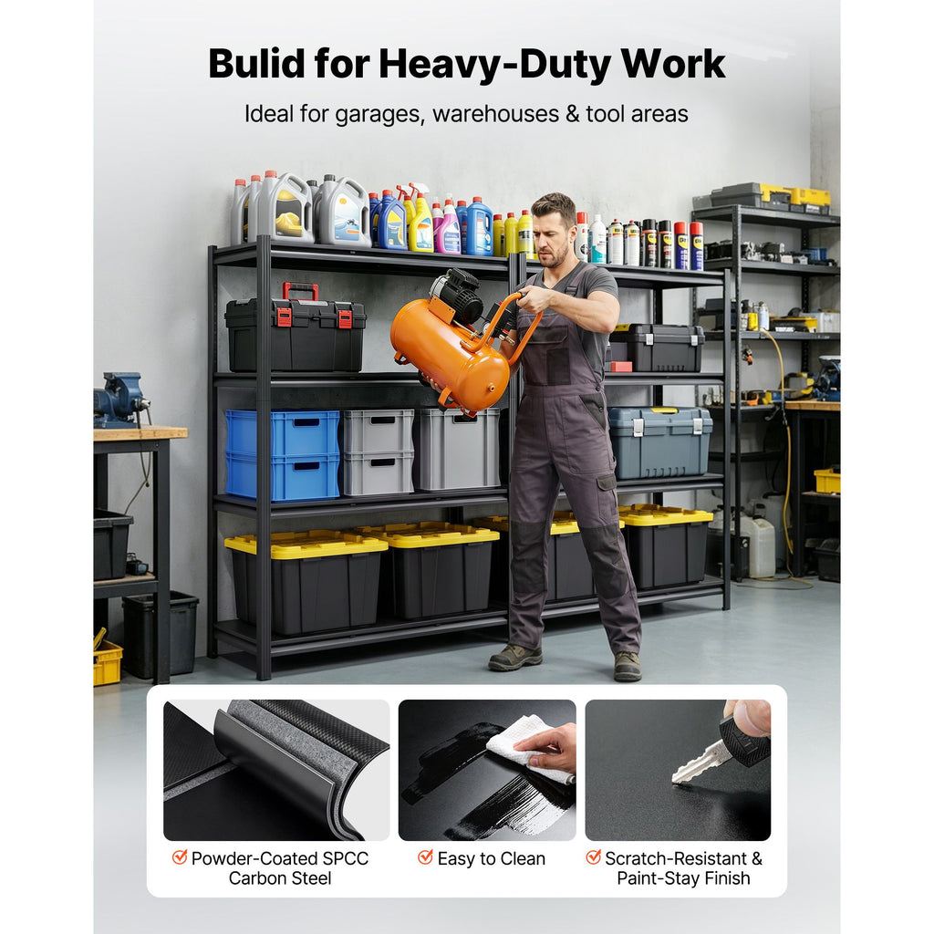 Adjustable 4-Tier Garage Shelving with Split-and-Combine Design