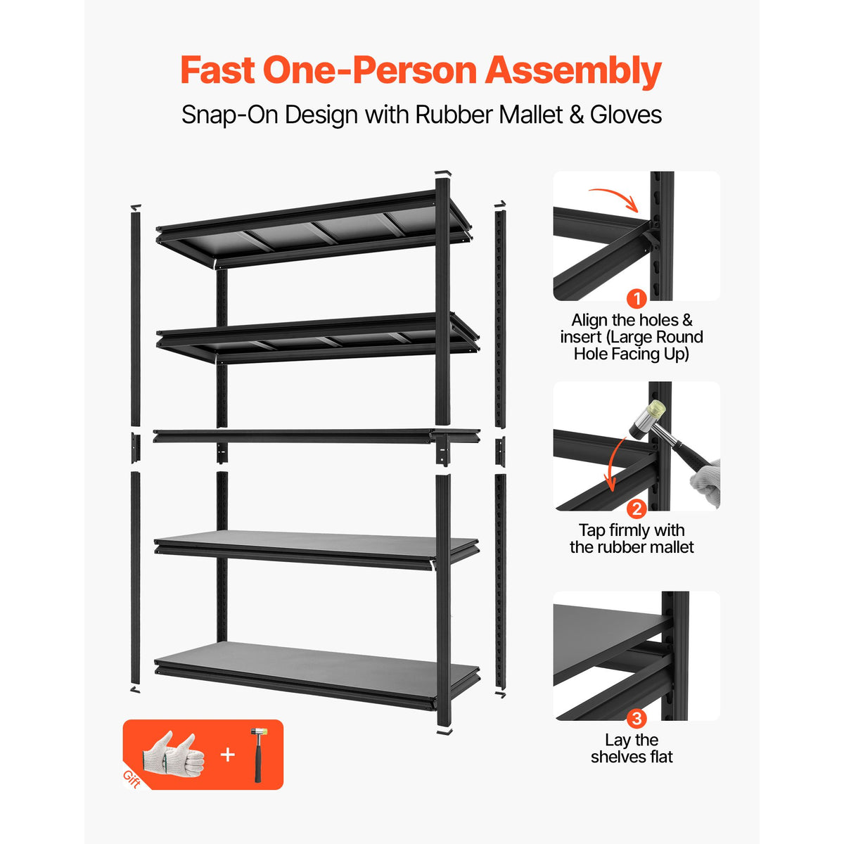 5-Tier practical Storage Shelves, Capacity, Adjustable