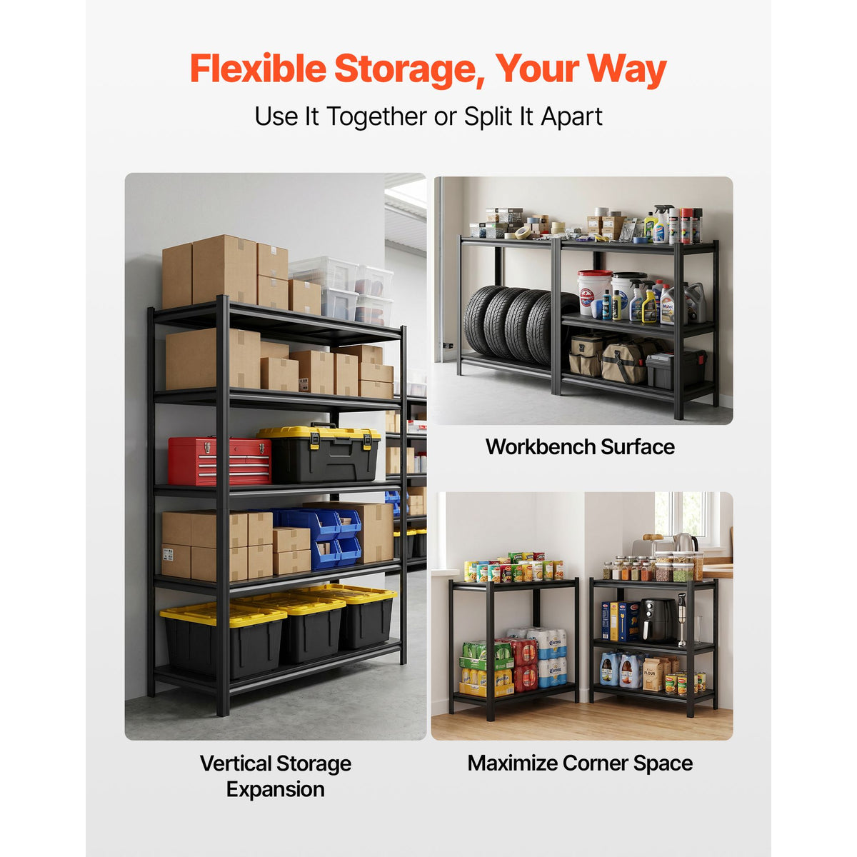5-Tier practical Storage Shelves, Capacity, Adjustable