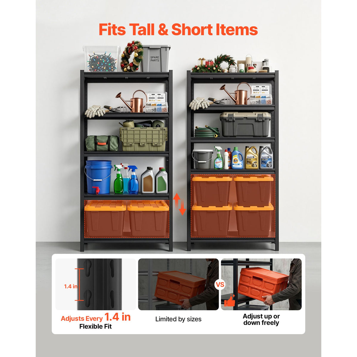 5-Tier practical Storage Shelves, Capacity, Adjustable