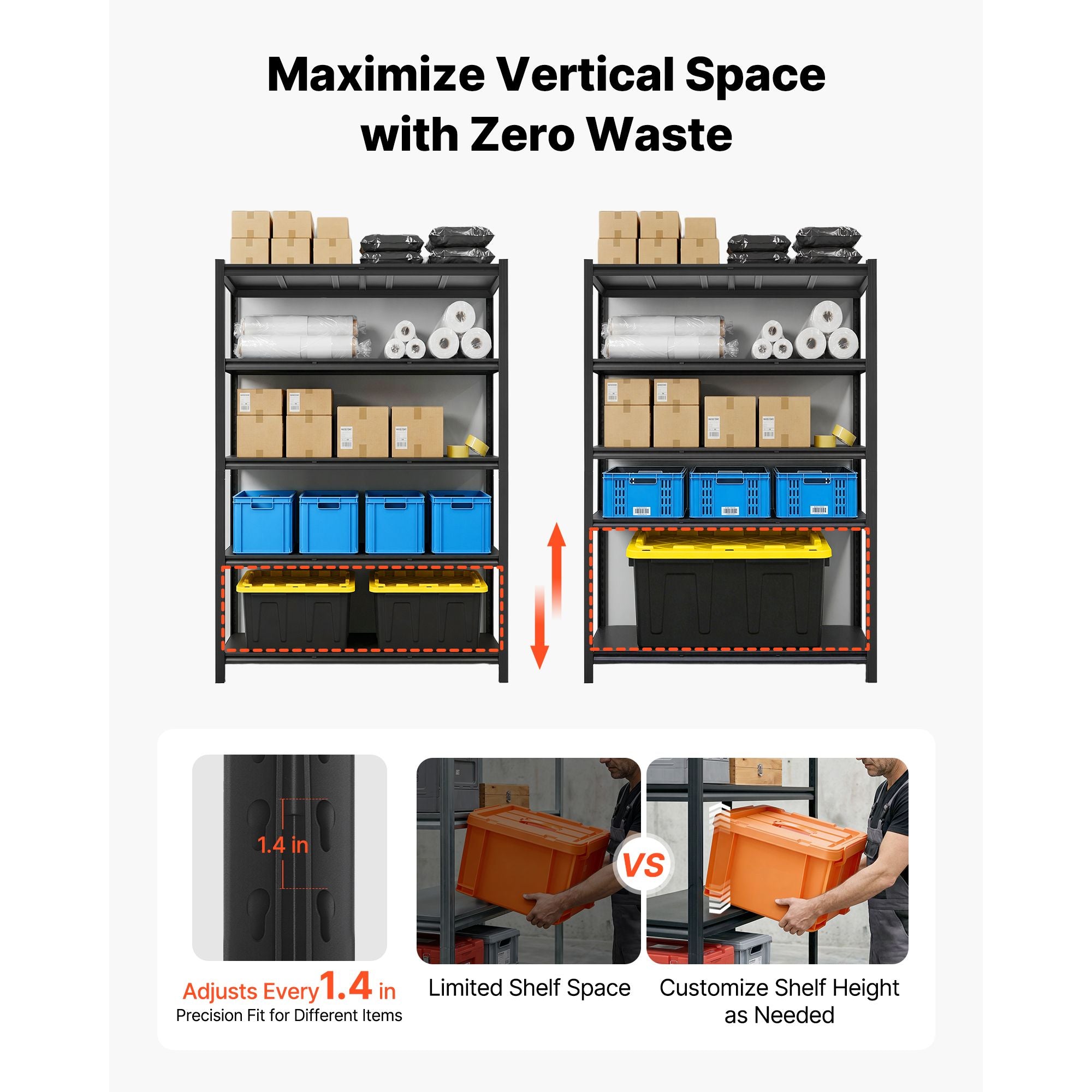 Adjustable Five-Tier Garage Storage Shelving