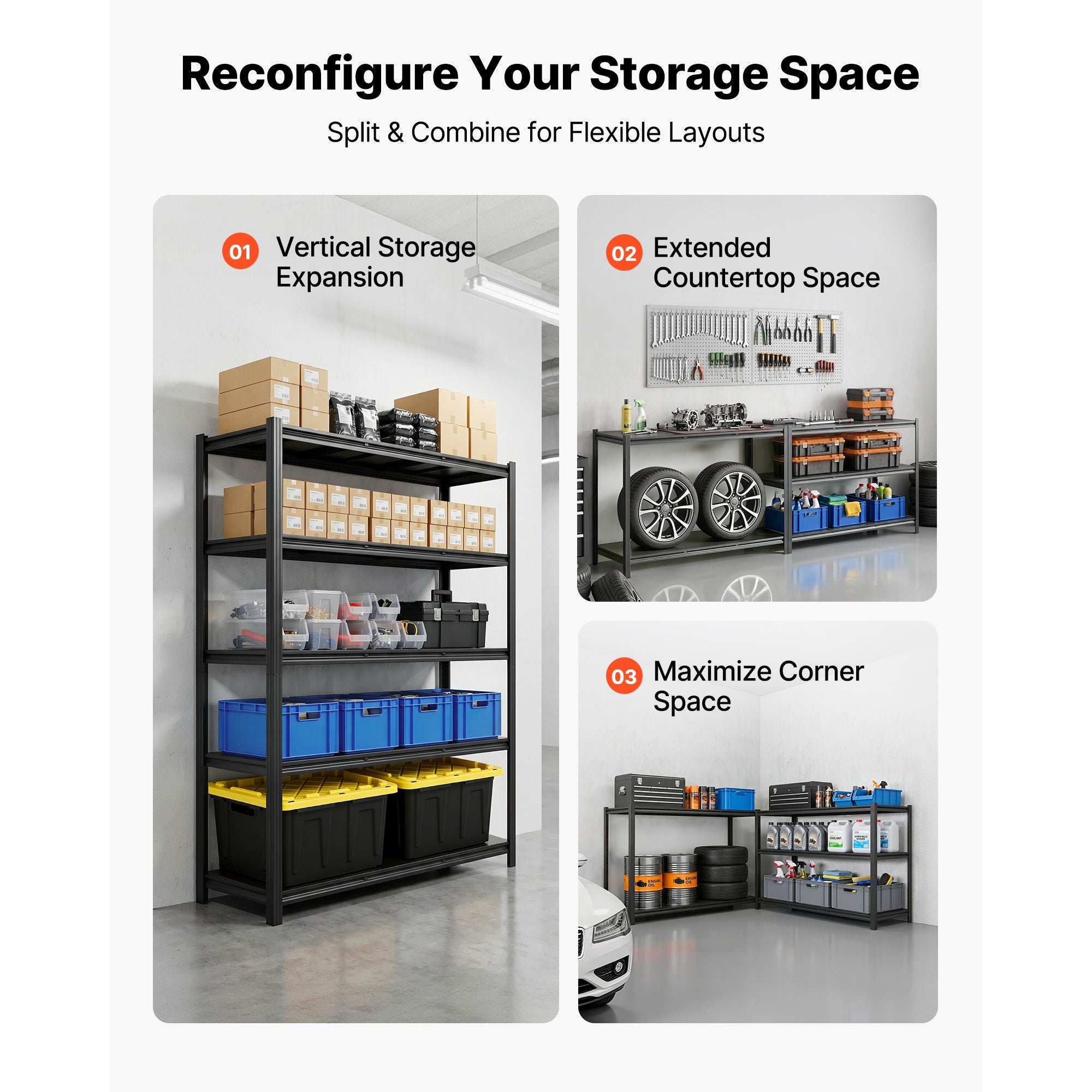 Adjustable Five-Tier Garage Storage Shelving
