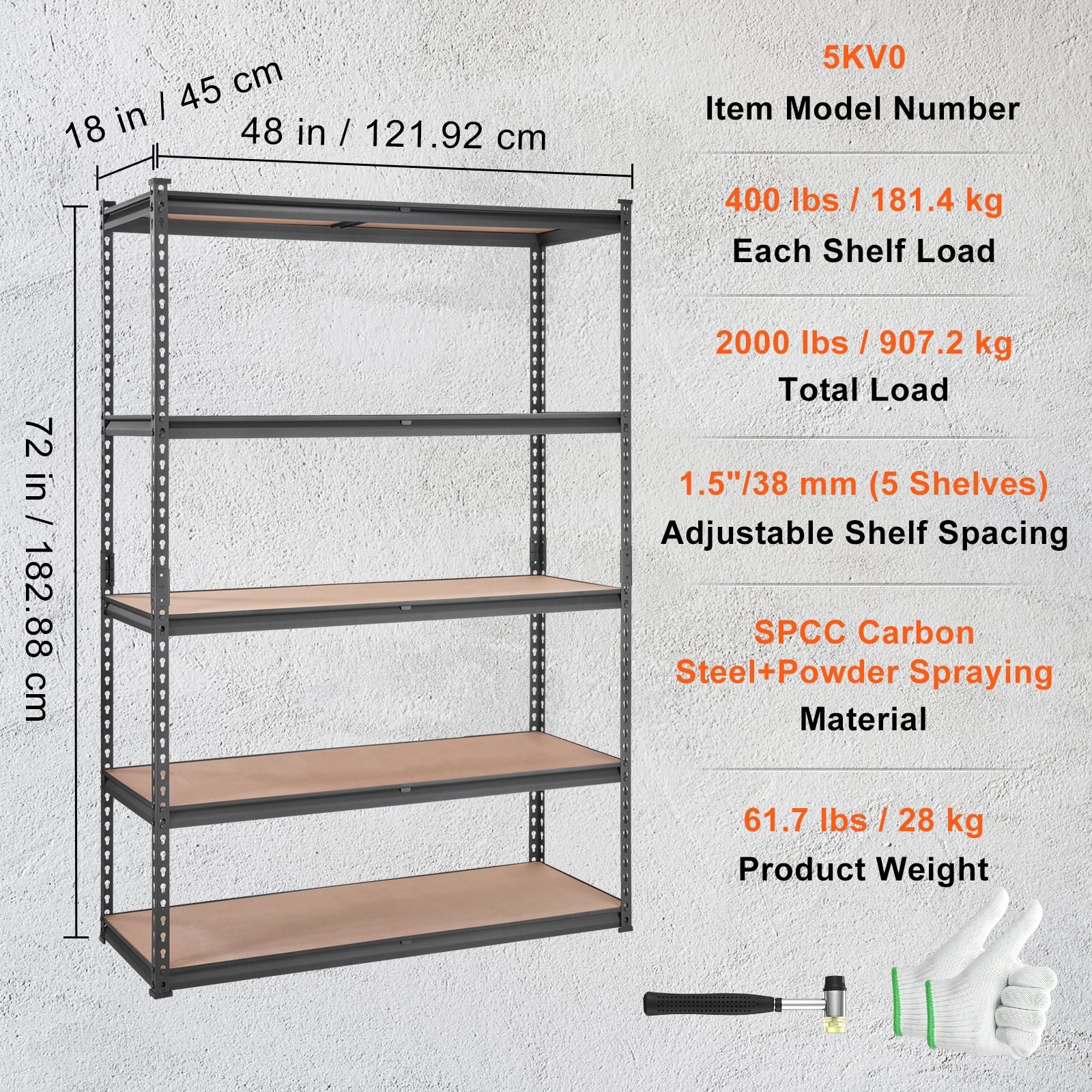 5-Tier practical Adjustable Storage Shelving Unit