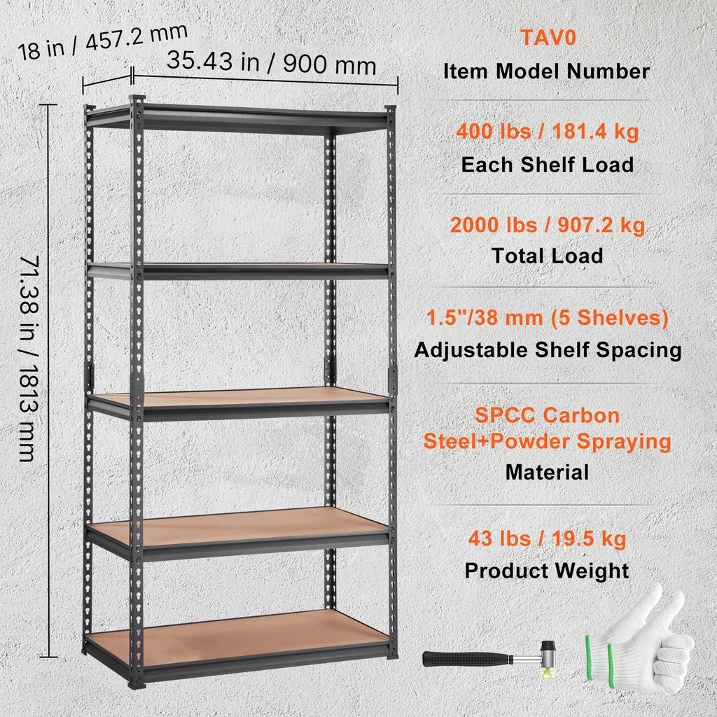Versatile Storage Shelving Unit with Adjustable Shelves for Garage & Pantry