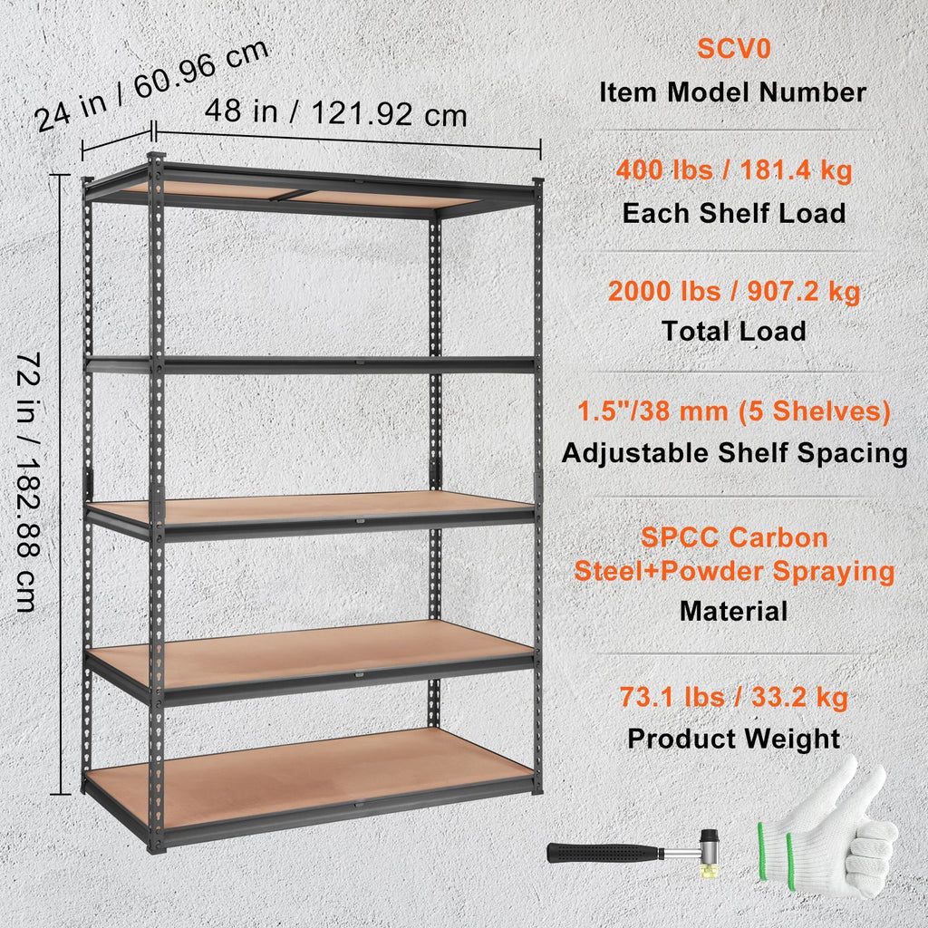 Storage Shelving Unit, 5-Tier Adjustable, Capacity, practical Garage Shelves Metal Organiz