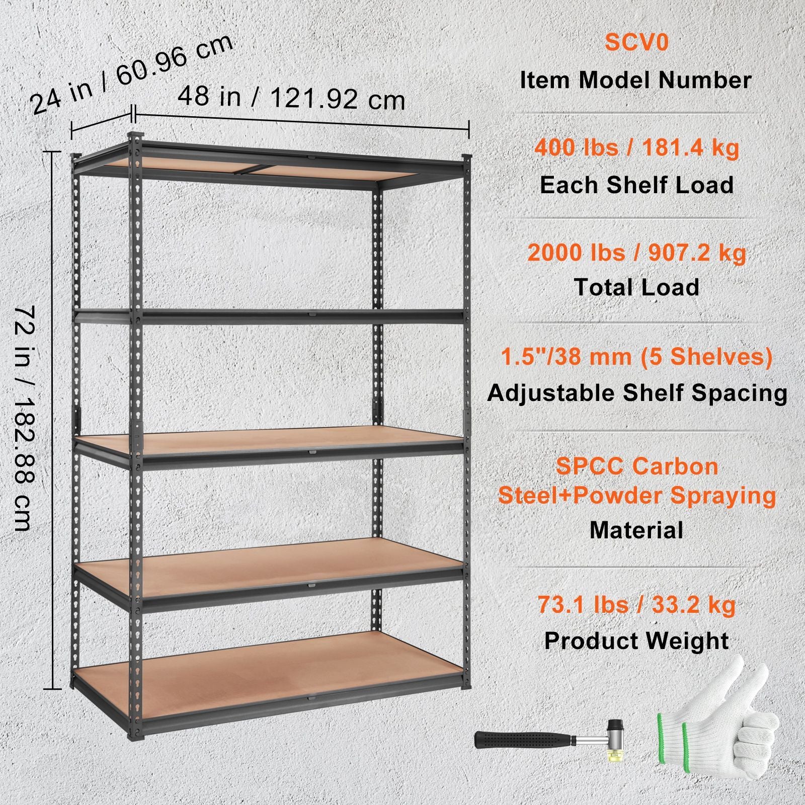 Storage Shelving Unit, 5-Tier Adjustable, Capacity, practical Garage Shelves Metal Organiz