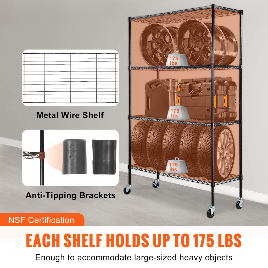 practical 4-Tier Storage Shelving Unit with Wheels