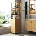 Compact Freestanding Tall Slim Cabinet with Shutter Door and 3 Shelves