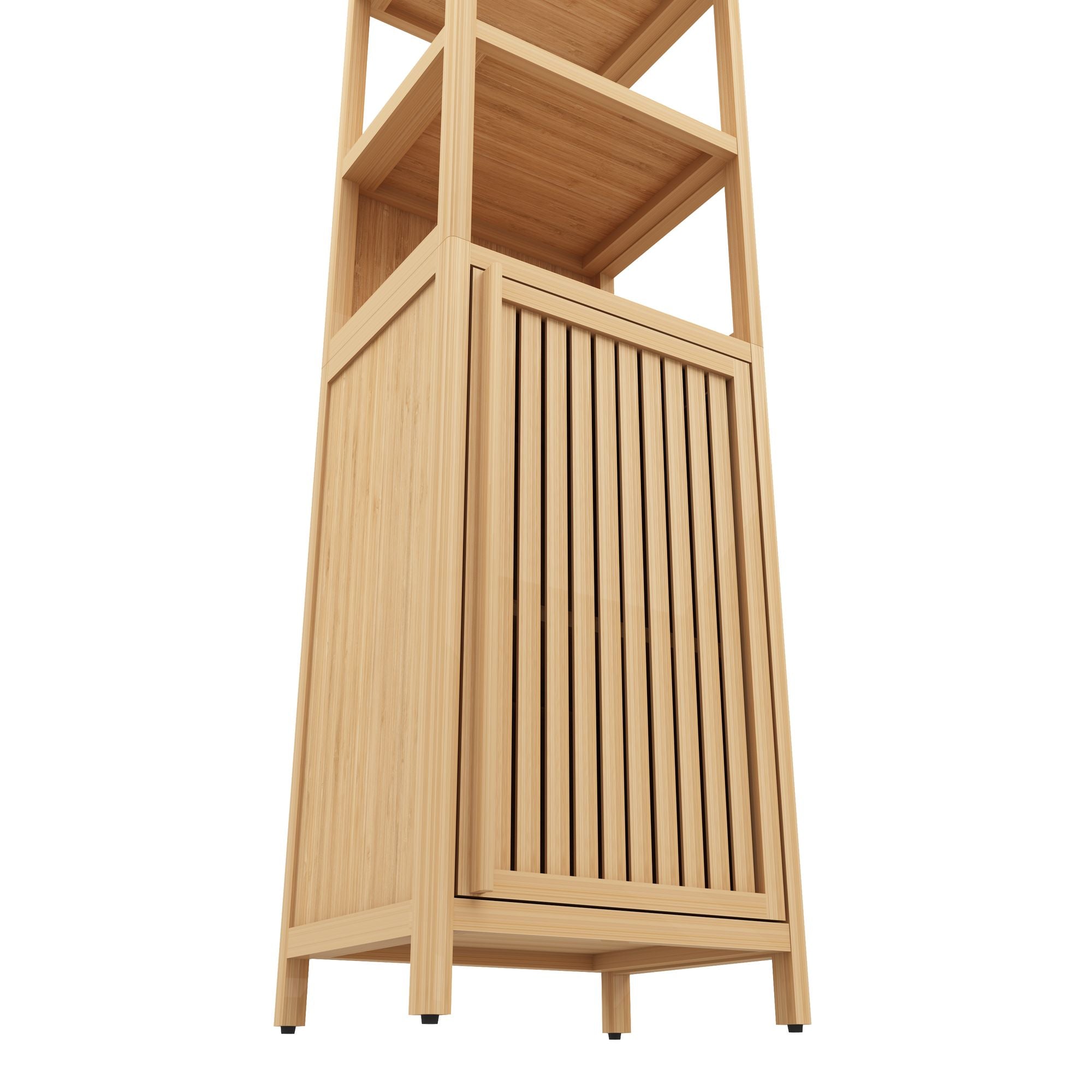 Compact Freestanding Tall Slim Cabinet with Shutter Door and 3 Shelves