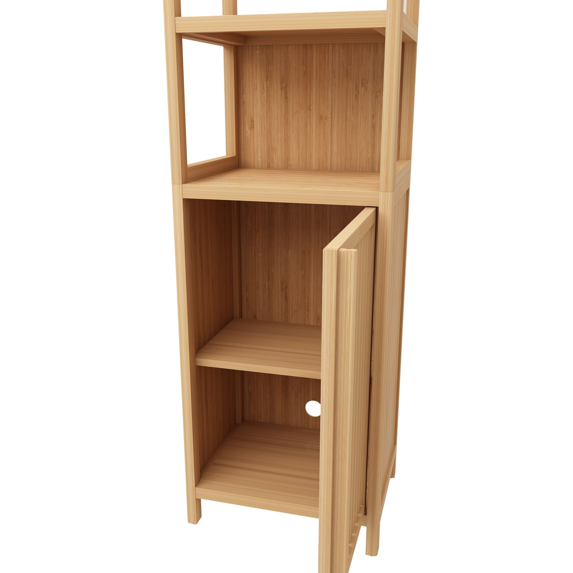 Compact Freestanding Tall Slim Cabinet with Shutter Door and 3 Shelves