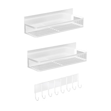 Three-Piece Magnetic Spice Rack with Hook Rail