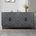 Vintage Style Buffet Cabinet with Striped Door Design