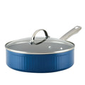 3 Quart Nonstick Saute Pan with Tempered Glass Lid, Blue