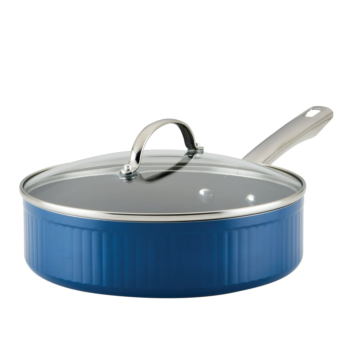 3 Quart Nonstick Saute Pan with Tempered Glass Lid, Blue