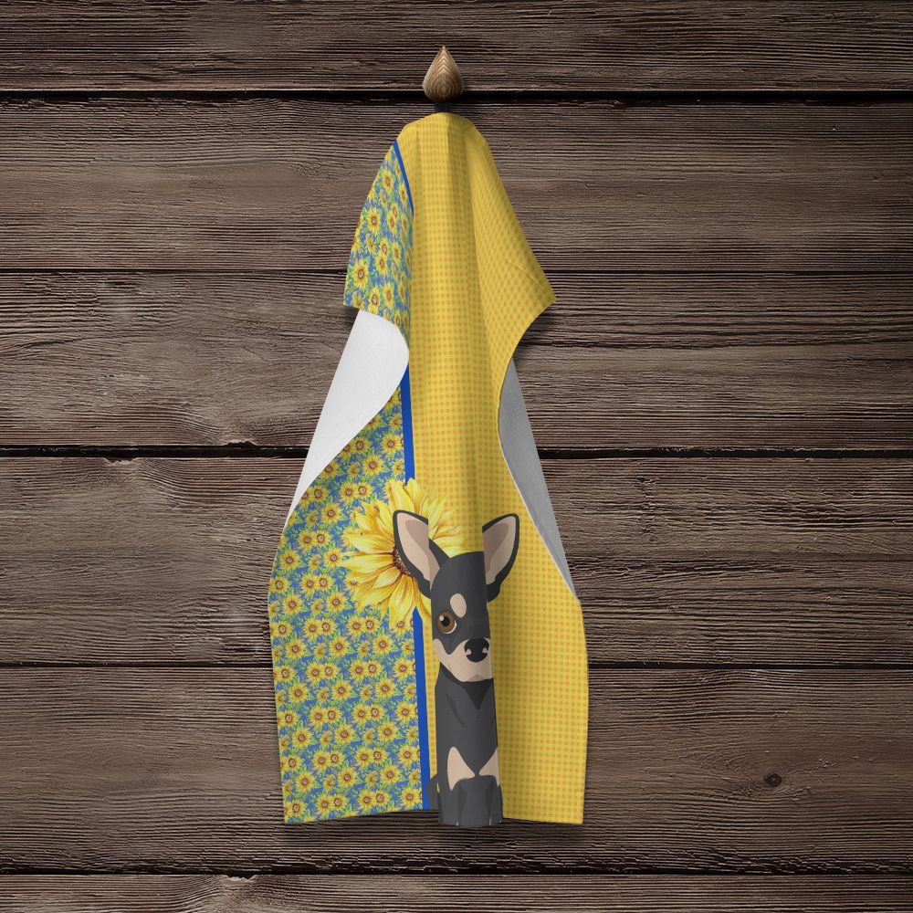 Summer Sunflowers Chihuahua Kitchen Towel