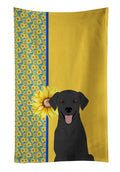 Summer Sunflowers Black Labrador Kitchen Towel