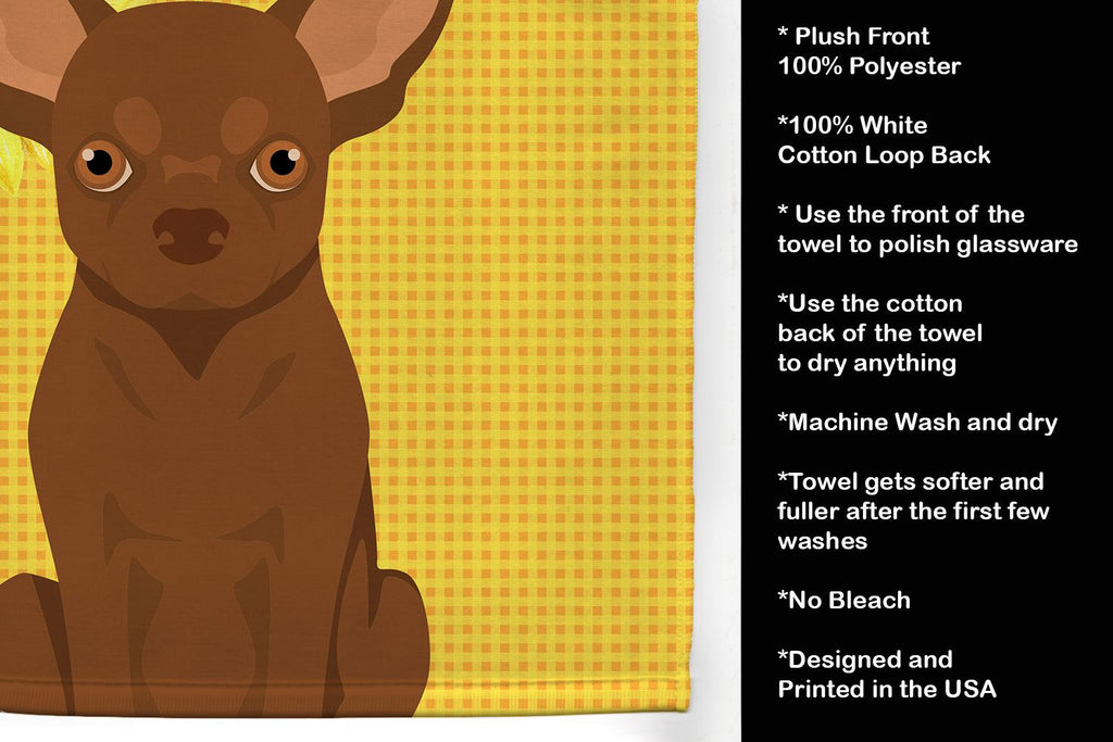 Summer Sunflowers Chocolate Chihuahua Kitchen Towel