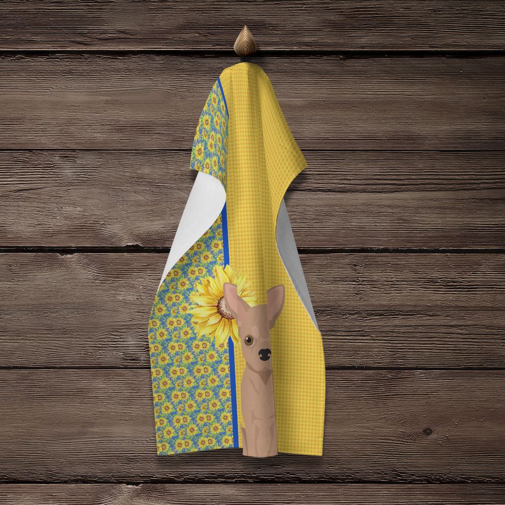 Summer Sunflowers Cream Chihuahua Kitchen Towel