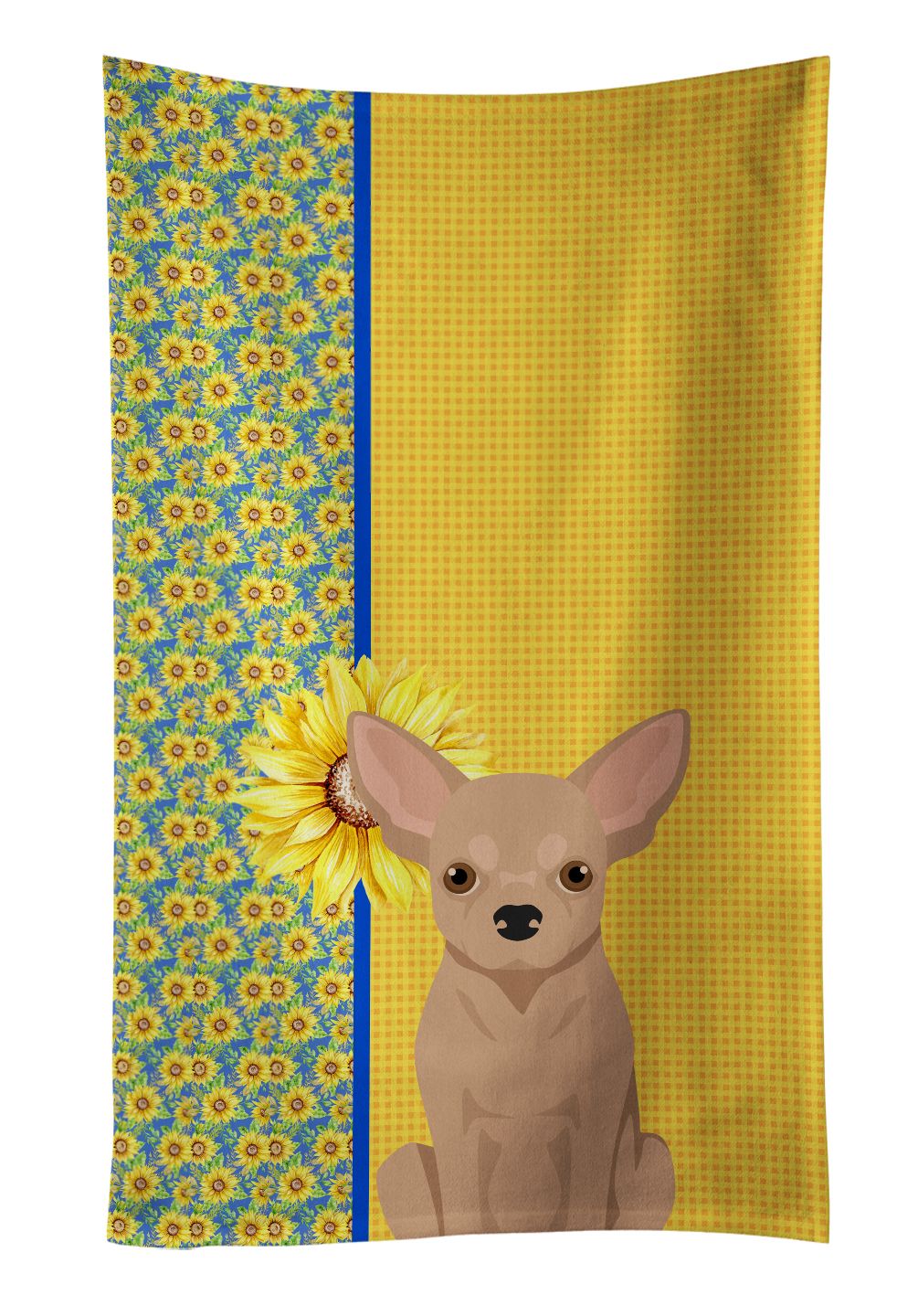 Summer Sunflowers Cream Chihuahua Kitchen Towel