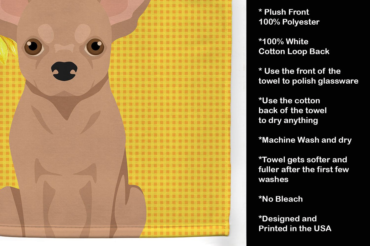 Summer Sunflowers Cream Chihuahua Kitchen Towel