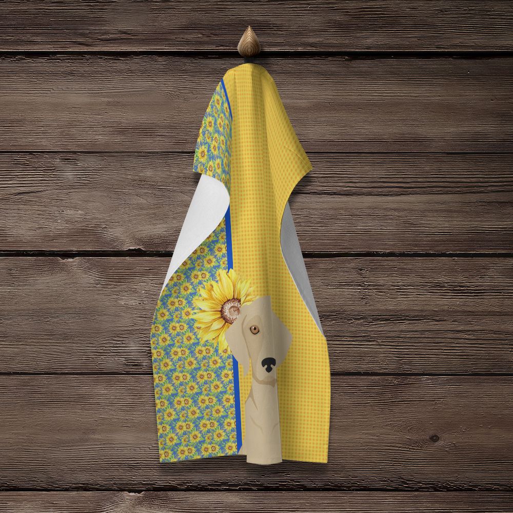 Summer Sunflowers Cream Dachshund Kitchen Towel