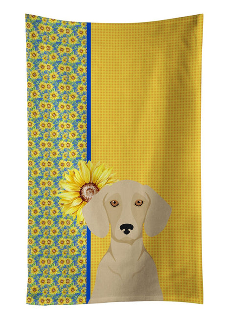 Summer Sunflowers Cream Dachshund Kitchen Towel