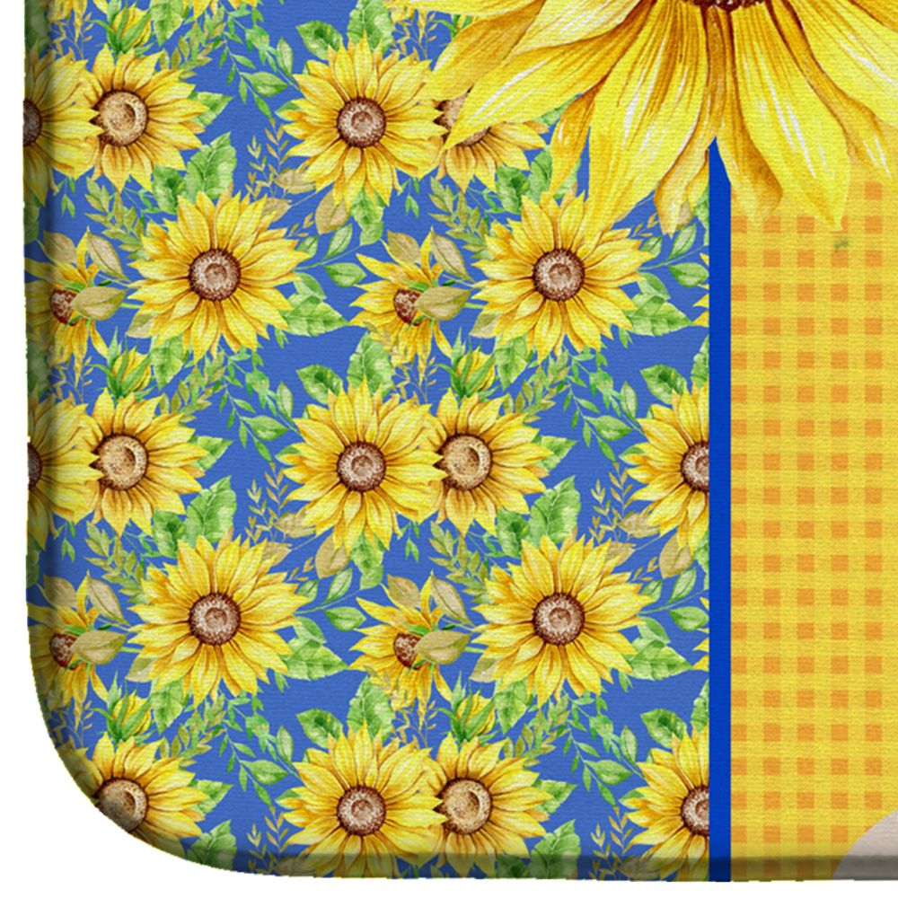 Golden Retriever Summer Sunflowers Dish Mat