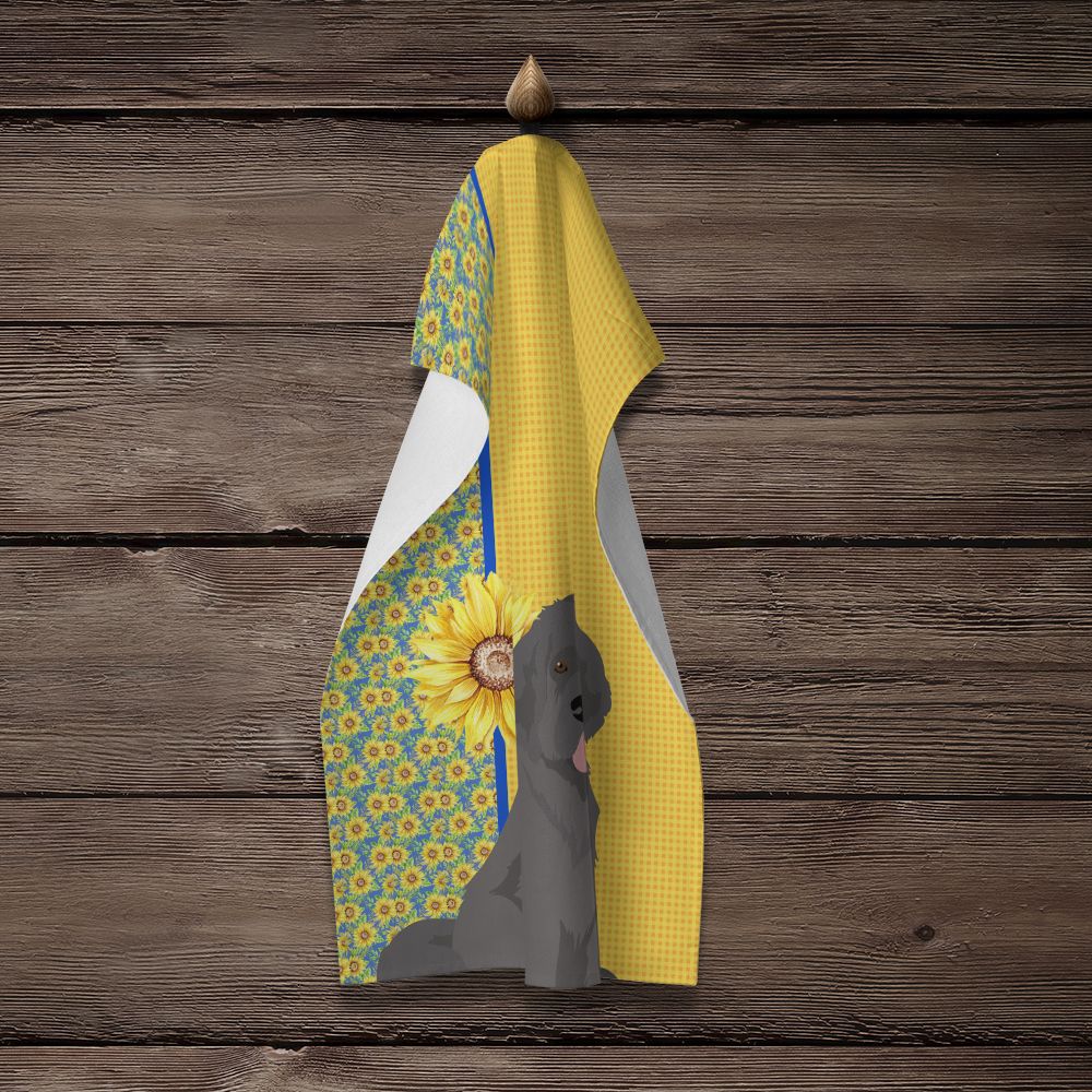 Summer Sunflowers Grey Newfoundland Kitchen Towel