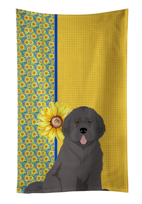 Summer Sunflowers Grey Newfoundland Kitchen Towel