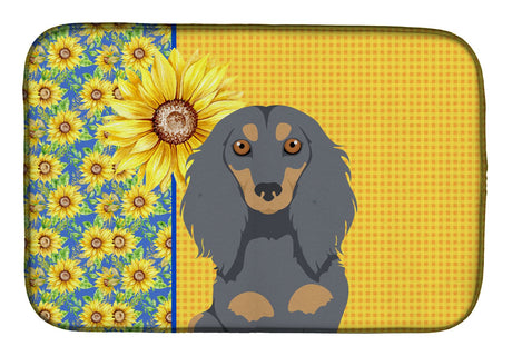 Summer Sunflowers Dachshund Dish Drying Mat