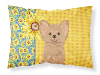 Longhaired Chihuahua Sunflower Pillowcase