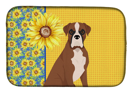 Summer Sunflowers Boxer Dish Drying Mat
