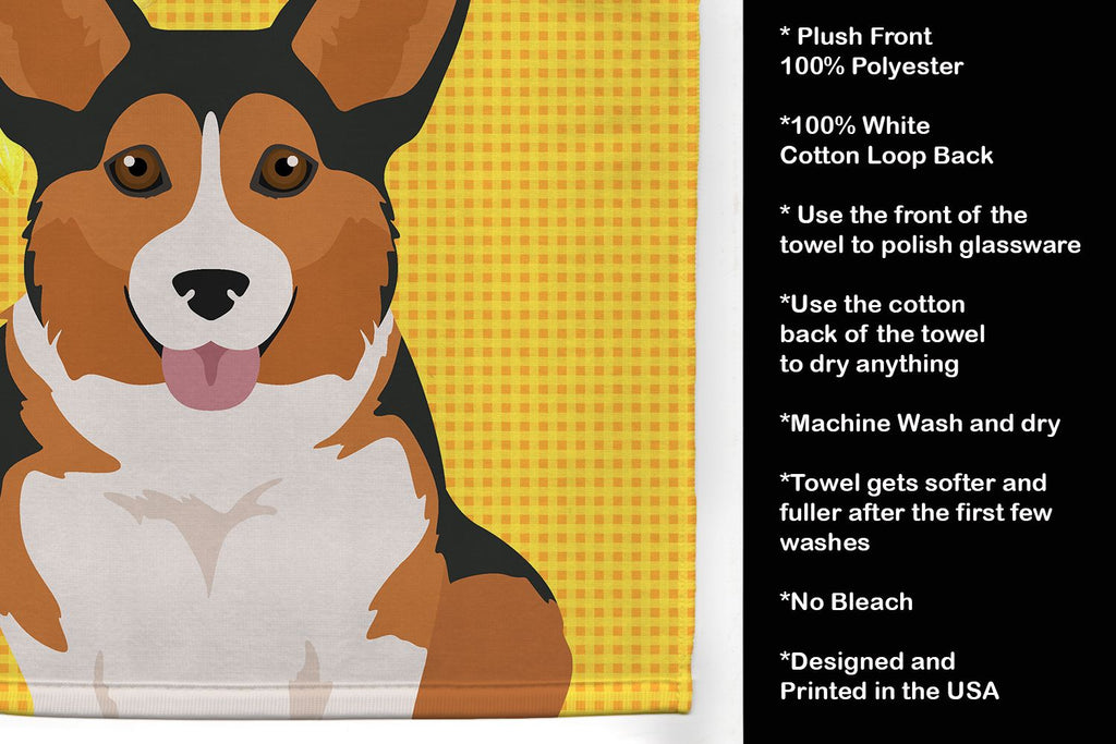 Summer Sunflowers Sable Pembroke Corgi Kitchen Towel