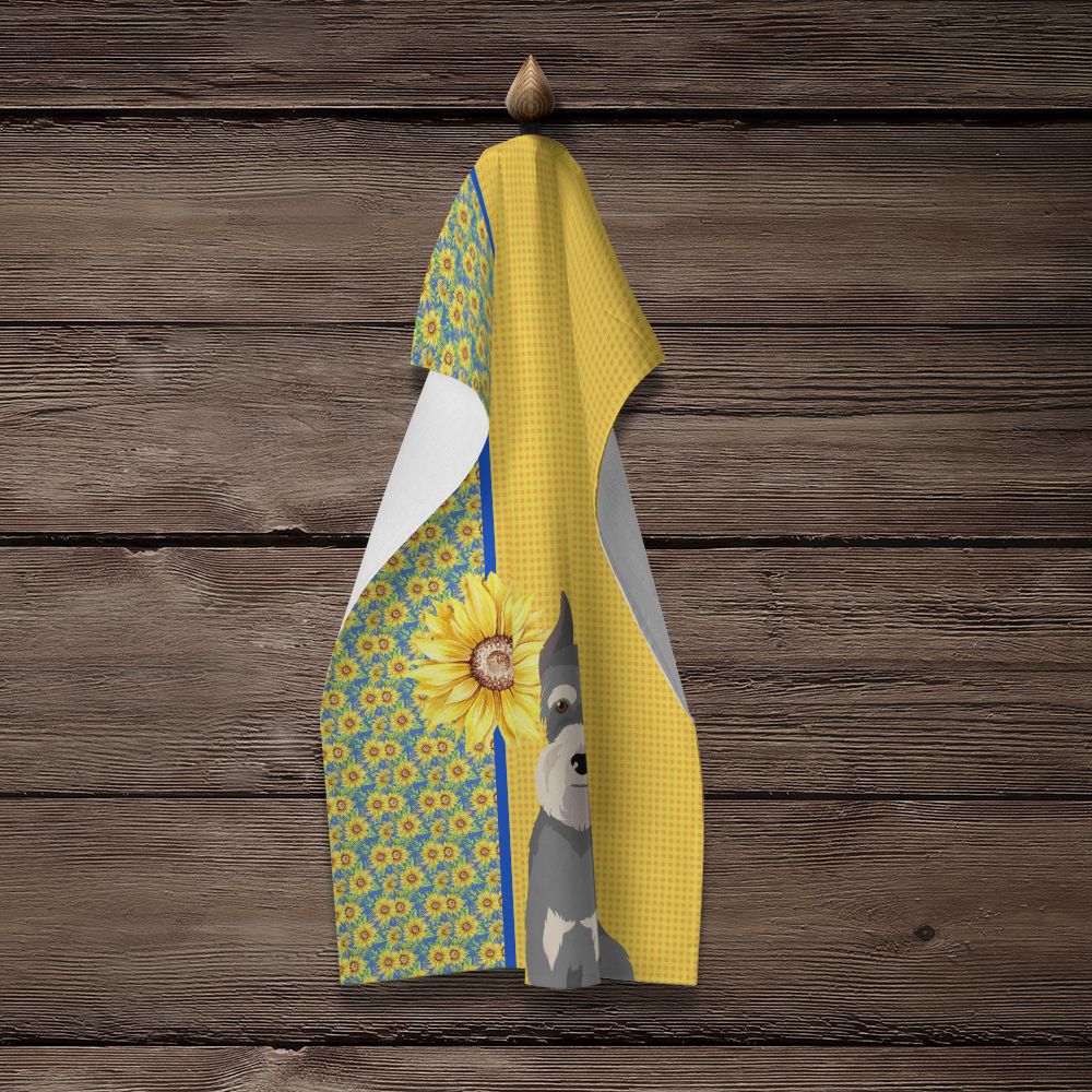 Summer Sunflowers Schnauzer Kitchen Towel