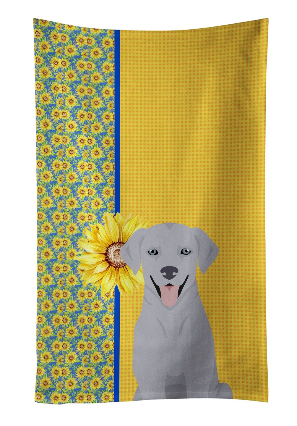 Silver Labrador Summer Sunflowers Kitchen Towel