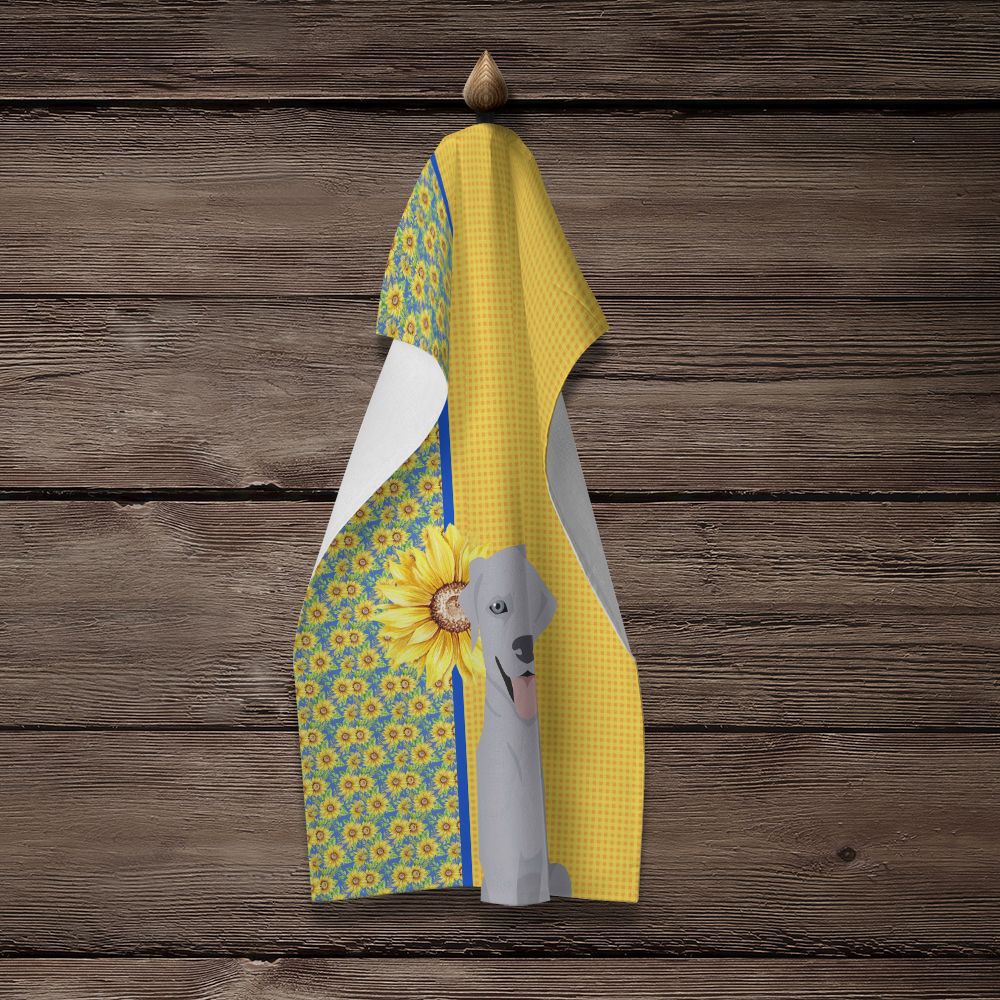 Silver Labrador Summer Sunflowers Kitchen Towel