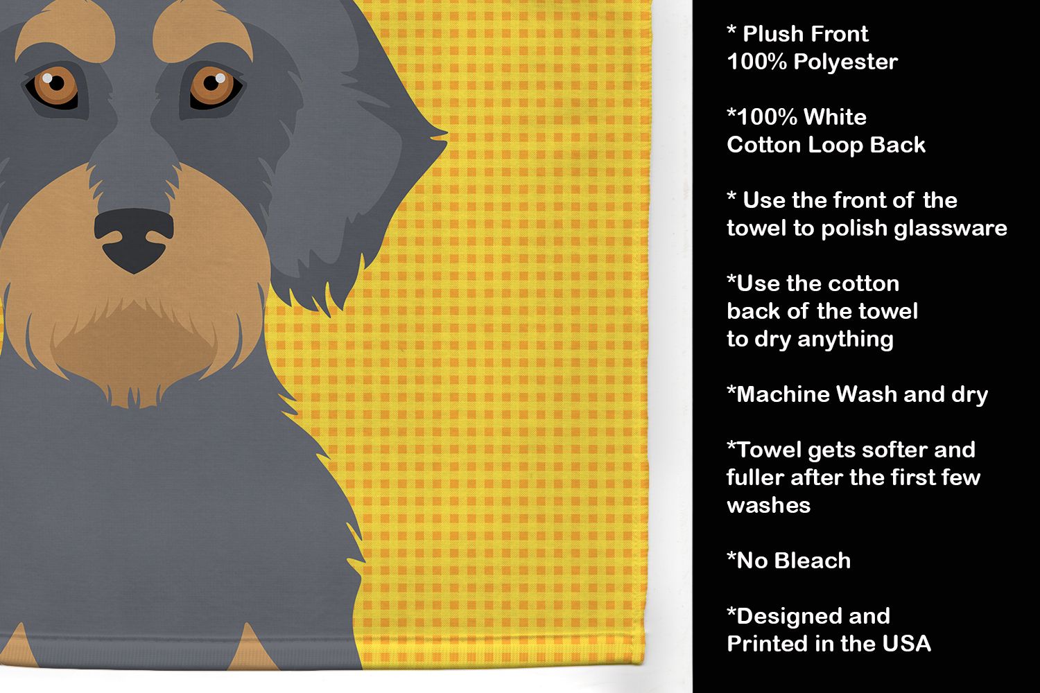 Summer Sunflowers Wirehair Dachshund Kitchen Towel