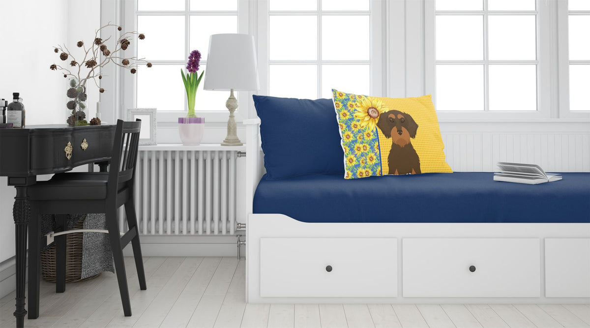 Summer Sunflowers Wirehair Dachshund Pillowcase