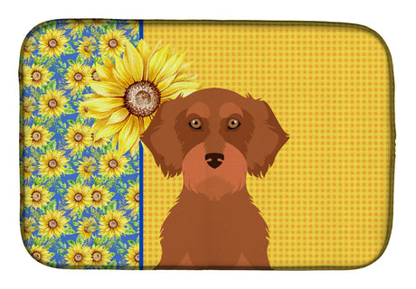 Summer Sunflowers Dachshund Dish Drying Mat