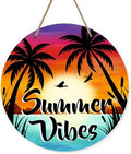 Summer Vibes Palm Tree Sunset Door Sign