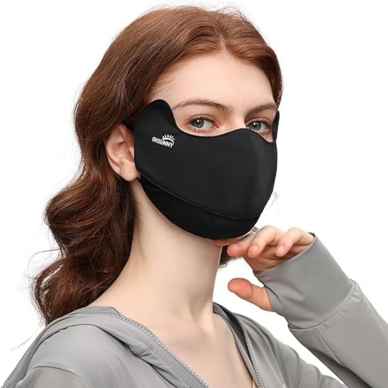 UV-Blocking Face Cover with UPF 50+ Protection for Outdoor Use - Black