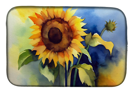 Watercolor Sunflowers Dish Drying Mat